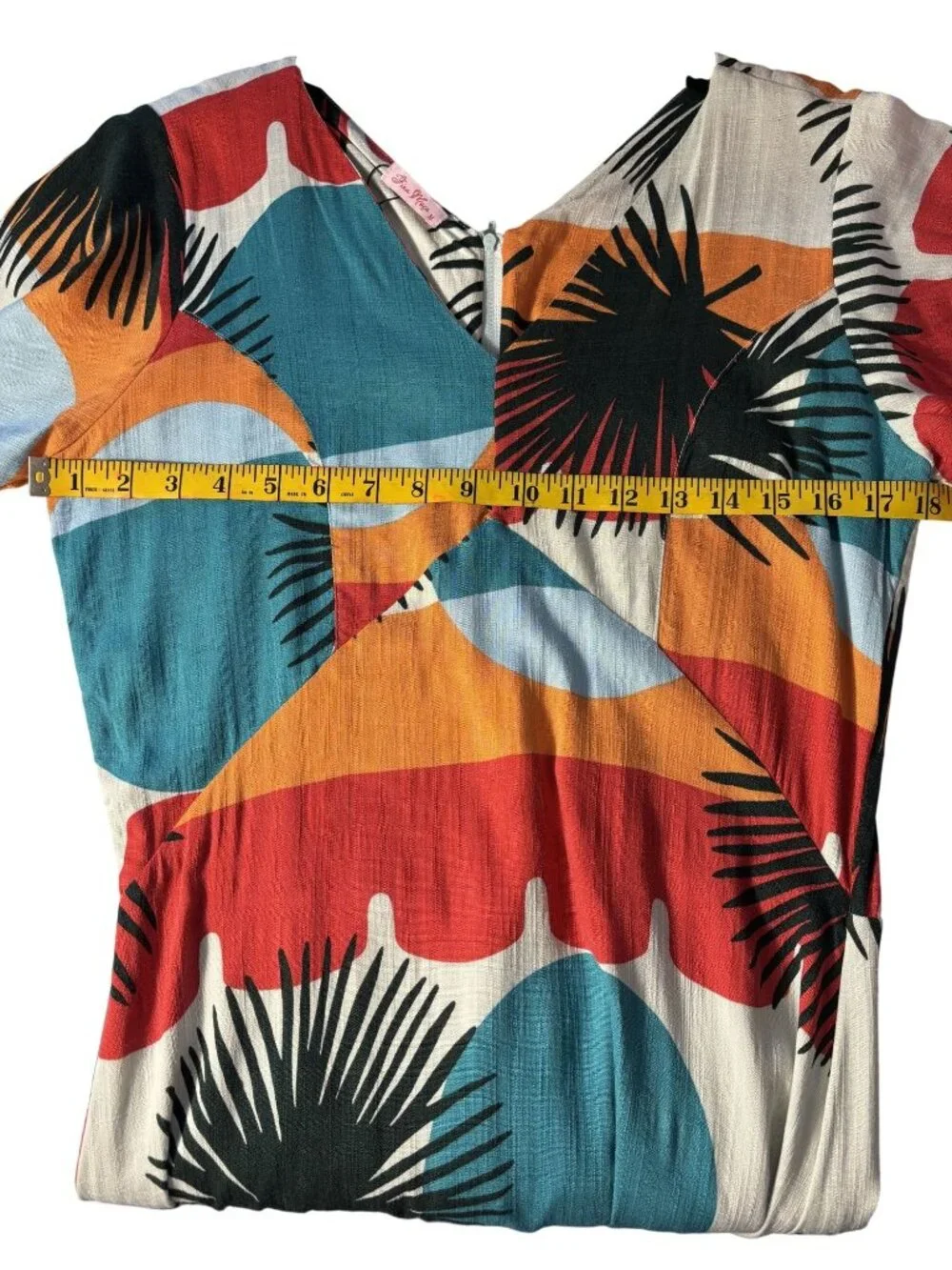 Bohemian Maxi Dress With Short Sleeves & V-Neckline Vibrant Multicolor Size M - Picture 4 of 13